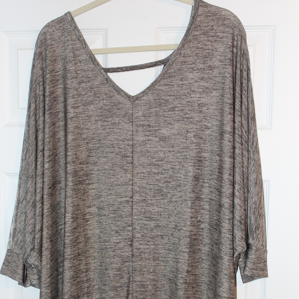 NWOT - 26/28 LB Marled Brown and Black Blouse
